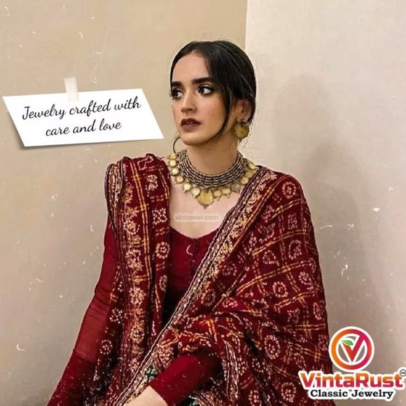 Handmade Gold Tone Coins Chokers And Earrings, Coins Jewelry Set, Jewelry Set, - Picture 1 of 10